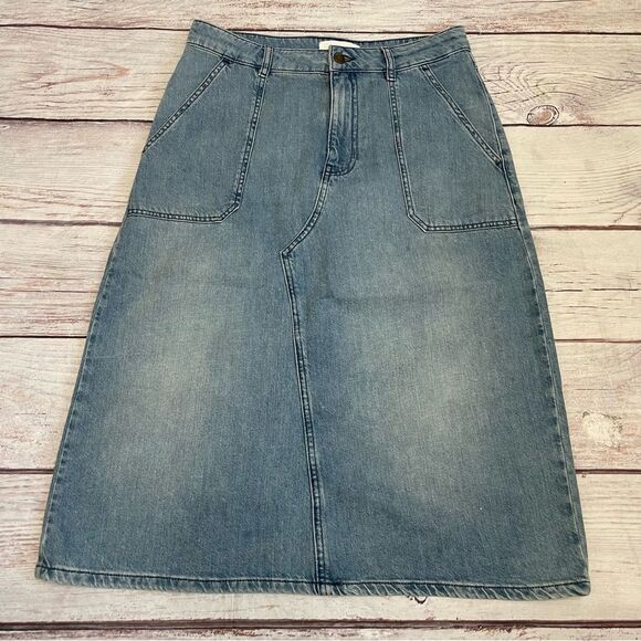 ba&sh Faded Denim Lady Skirt Midi Size 3 = US Large - Picture 3 of 12
